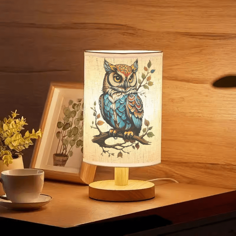 Farverig Ugle Trælamp