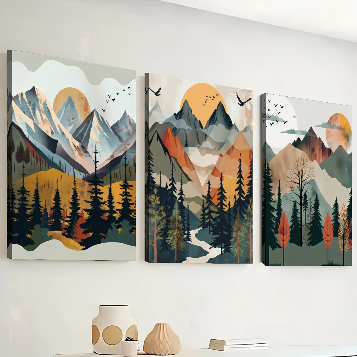 Abstrakt Bjerglandskab Sæt