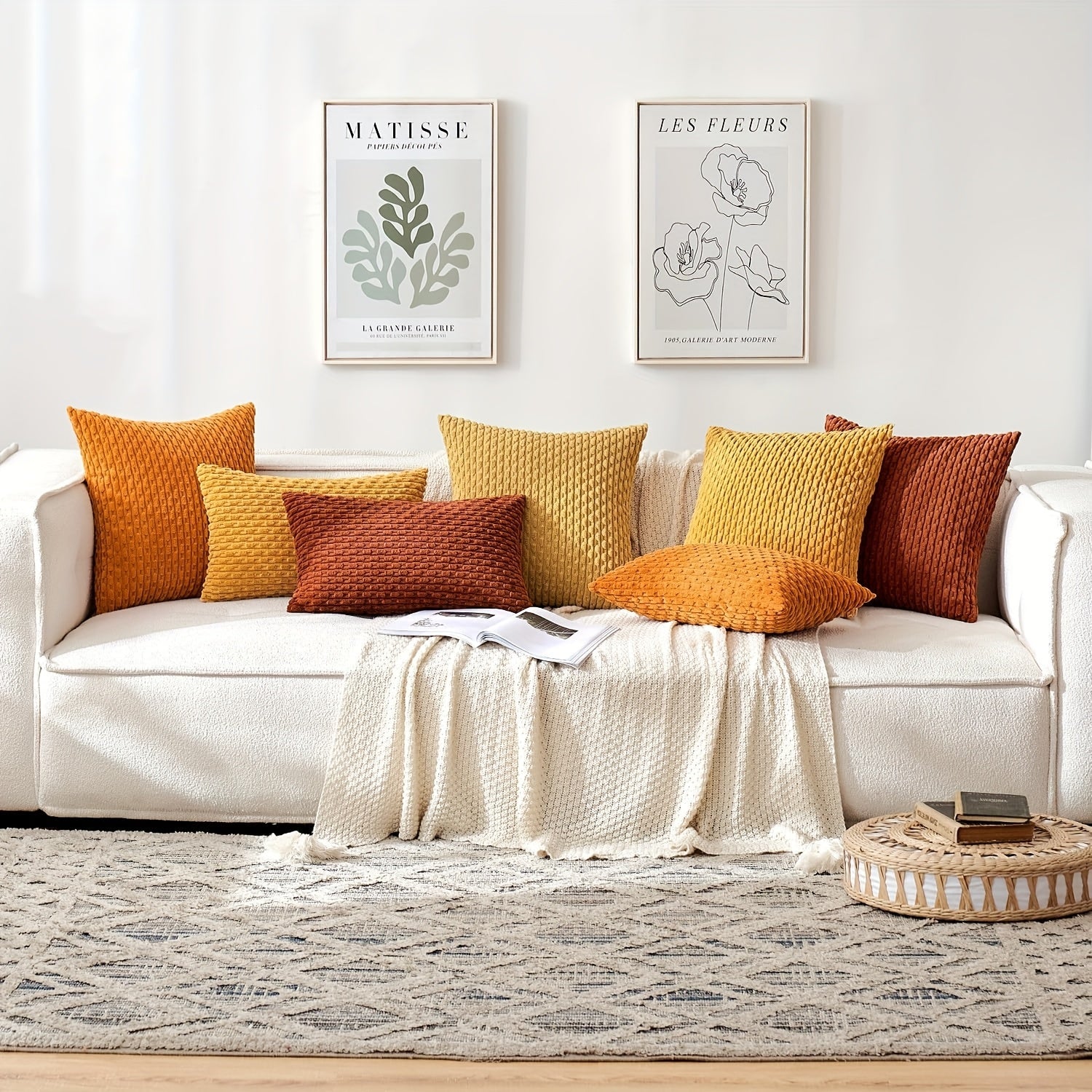 Gyldent Væv Pude - (Sæt af 2)