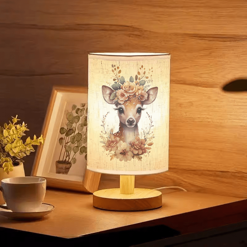 Rådyr med Blomsterkrans Trælamp