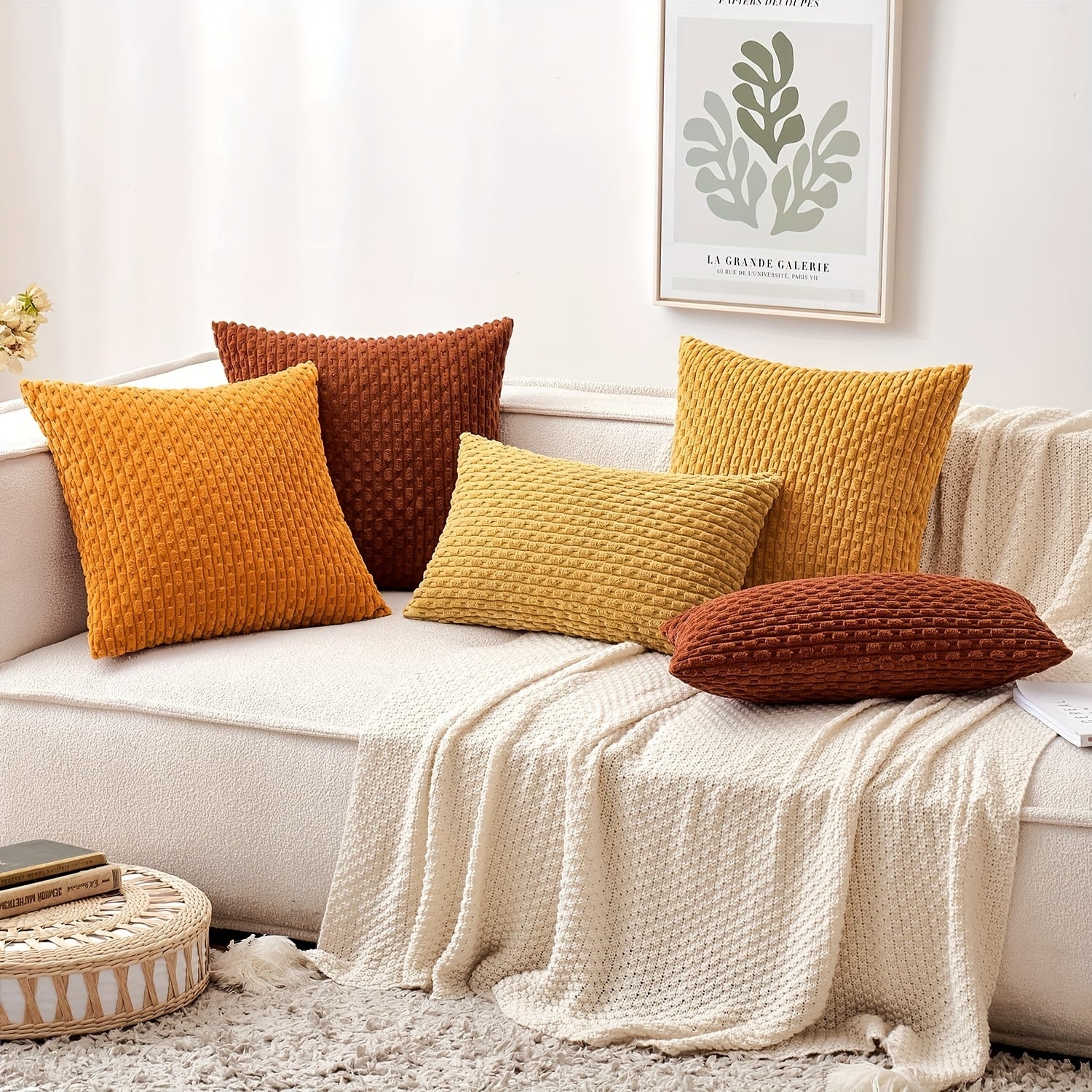 Gyldent Væv Pude - (Sæt af 2)