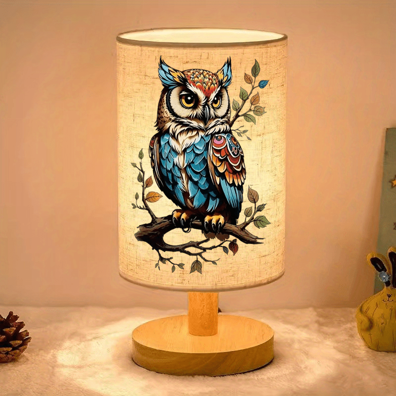 Farverig Ugle Trælamp