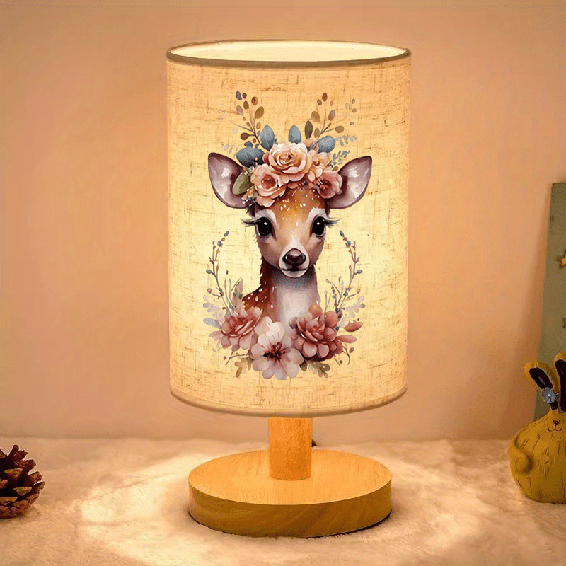 Rådyr med Blomsterkrans Trælamp