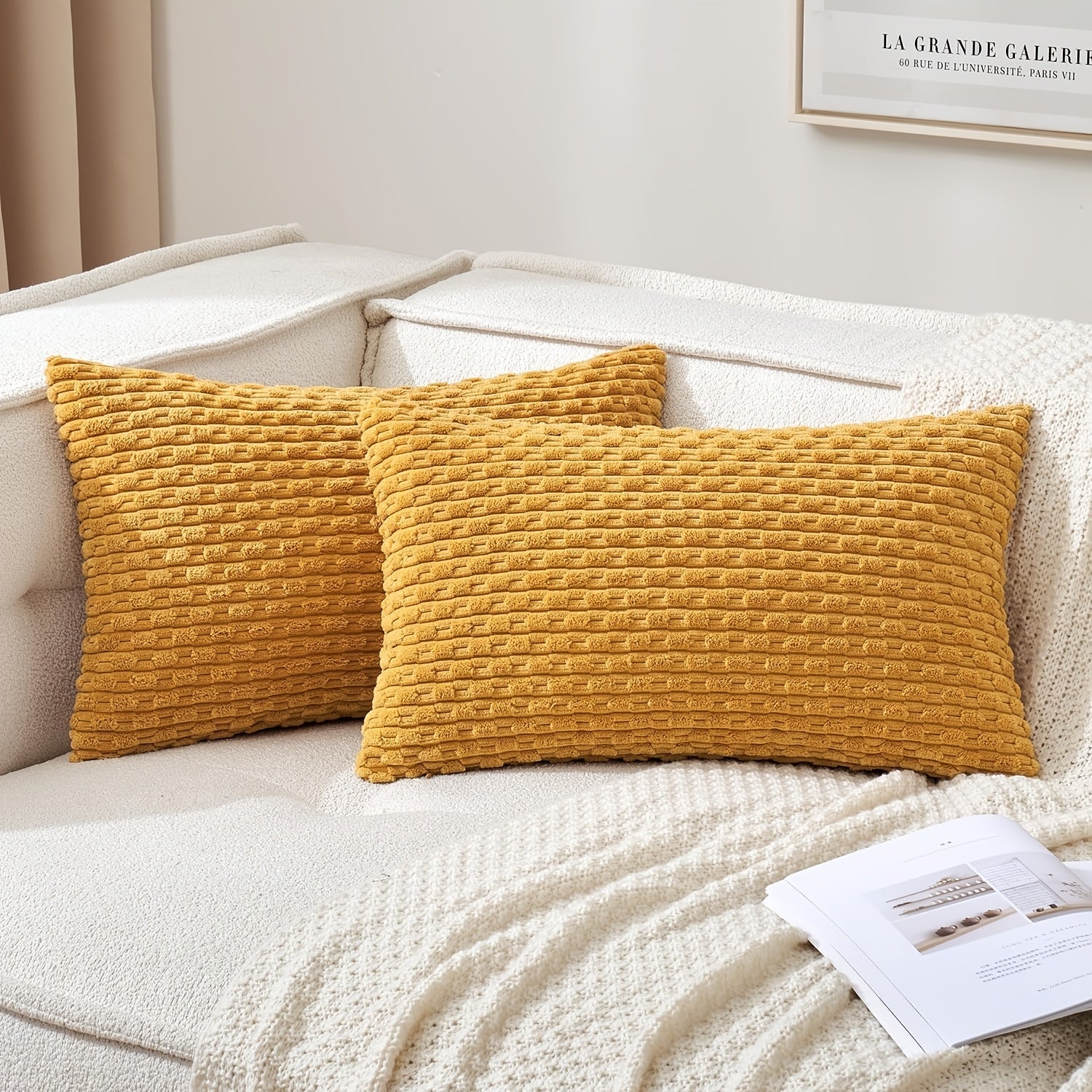 Gyldent Væv Pude - (Sæt af 2)